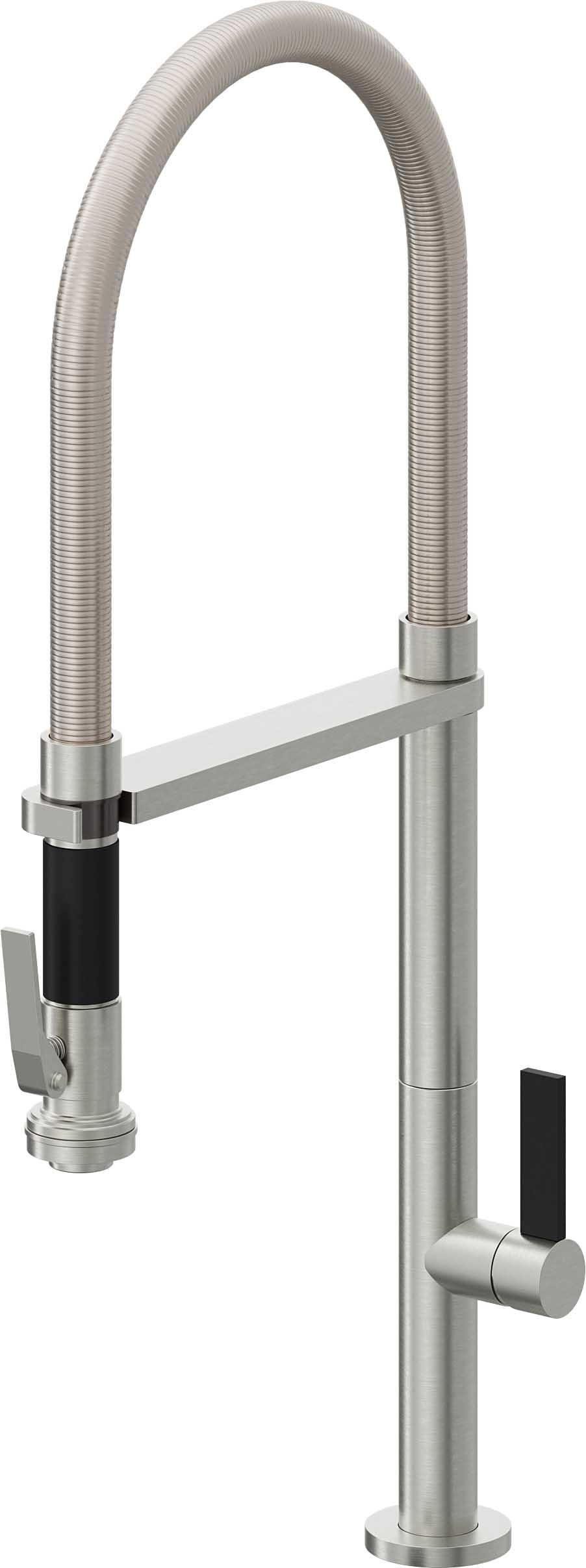 California Faucets Poetto Llave de Cocina Culinaria de Extraccion Contemporanea con Rociador de Apretar - Cromo Satinado