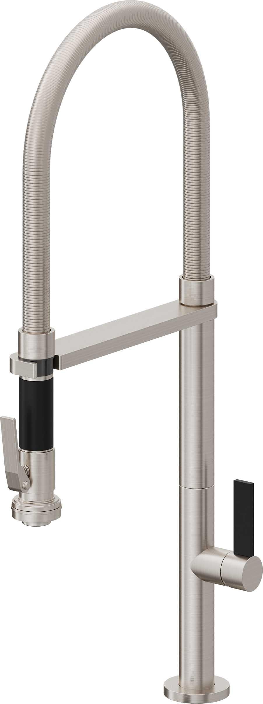 California Faucets Poetto Llave de Cocina Culinaria de Extraccion Contemporanea con Rociador de Apretar - Acero Inoxidable Ultra