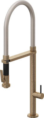 California Faucets Poetto Llave de Cocina Culinaria de Extraccion Contemporanea con Rociador de Apretar - Latón Antiguo Mate