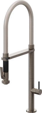California Faucets Poetto Llave de Cocina Culinaria de Extraccion Contemporanea con Rociador de Apretar - Níquel Antiguo Mate