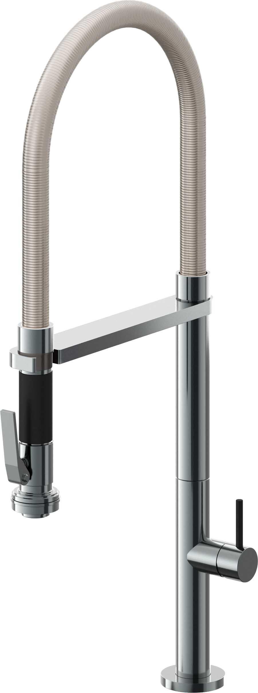 California Faucets Poetto Llave de Cocina Culinaria de Extraccion Contemporanea con Rociador de Apretar - Níquel Negro