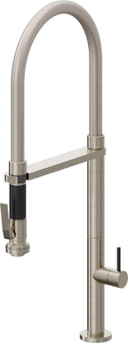 California Faucets Poetto Llave de Cocina Culinaria de Extraccion Contemporanea con Rociador de Apretar - Níquel Bruñido
