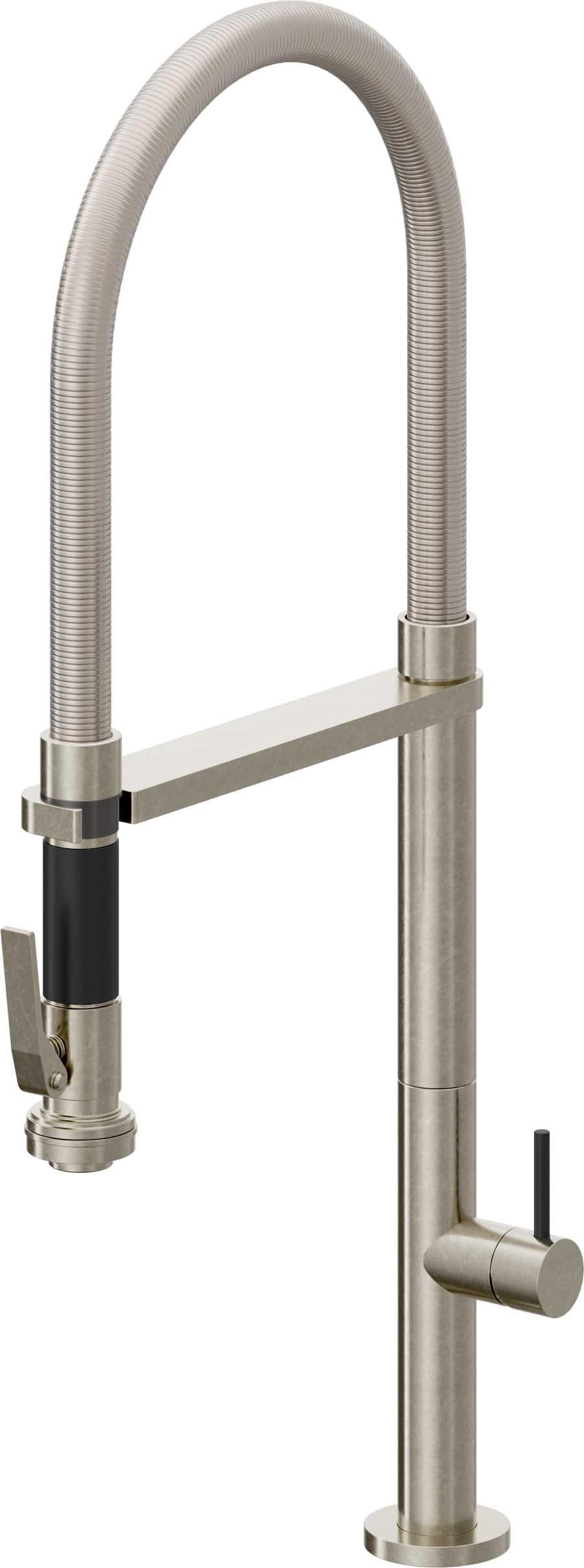 California Faucets Poetto Llave de Cocina Culinaria de Extraccion Contemporanea con Rociador de Apretar - Níquel Bruñido