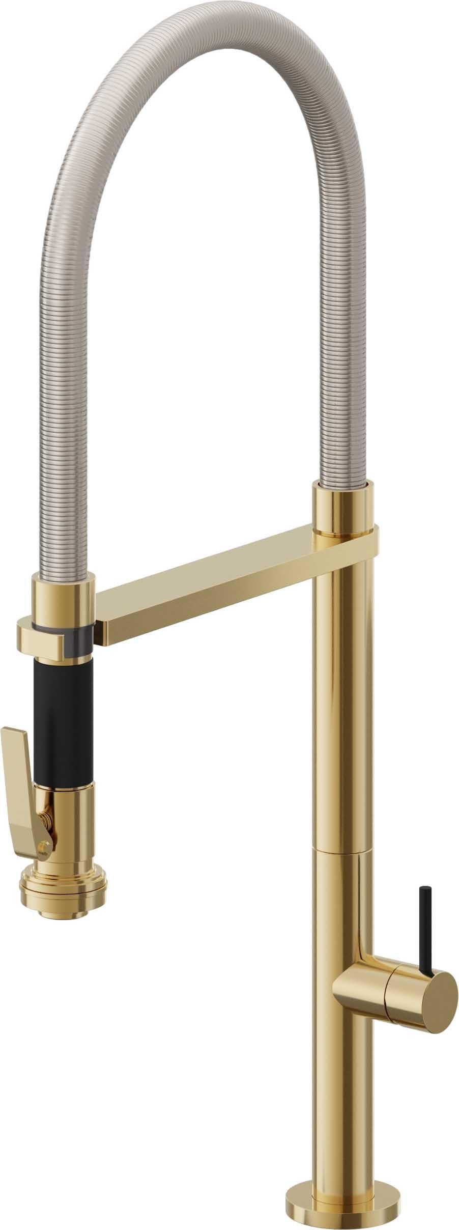 California Faucets Poetto Llave de Cocina Culinaria de Extraccion Contemporanea con Rociador de Apretar - Oro Pulido de por Vida