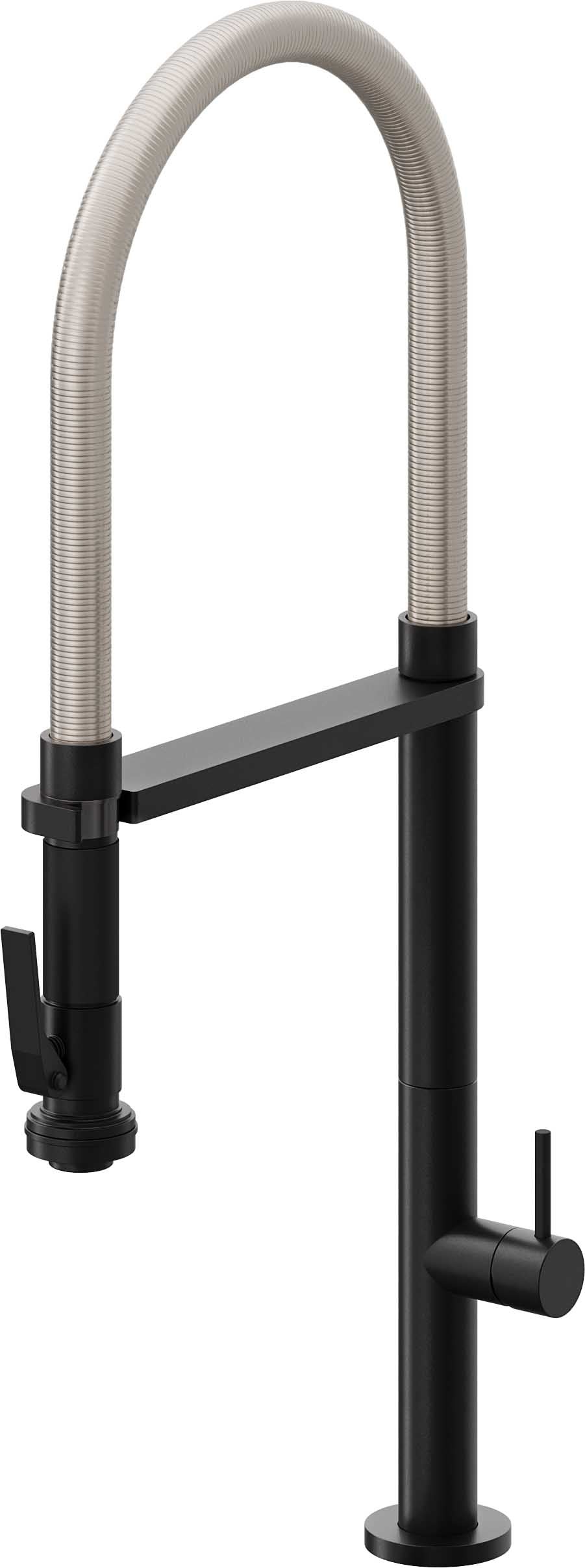 California Faucets Poetto Llave de Cocina Culinaria de Extraccion Contemporanea con Rociador de Apretar - Negro Mate