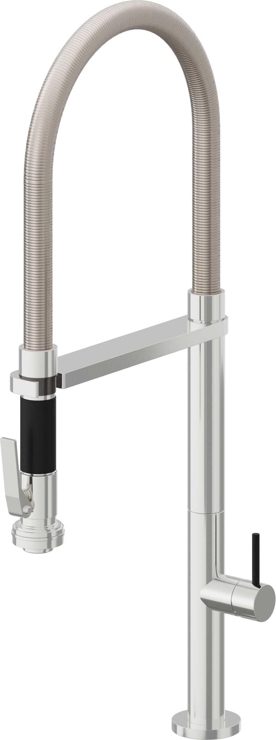 California Faucets Poetto Llave de Cocina Culinaria de Extraccion Contemporanea con Rociador de Apretar - Cromo Pulido
