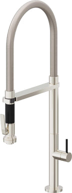 California Faucets Poetto Llave de Cocina Culinaria de Extraccion Contemporanea con Rociador de Apretar - Níquel Pulido