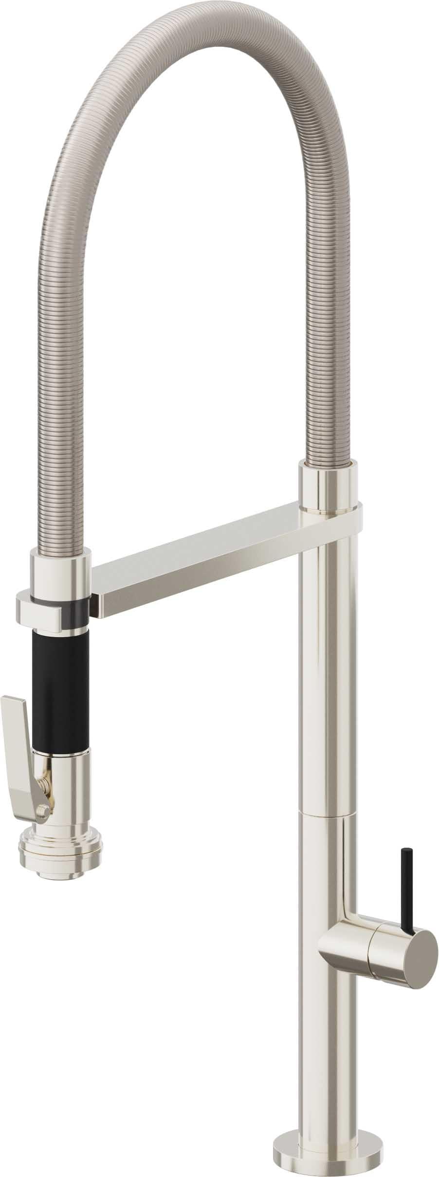 California Faucets Poetto Llave de Cocina Culinaria de Extraccion Contemporanea con Rociador de Apretar - Níquel Pulido