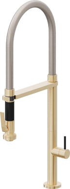 California Faucets Poetto Llave de Cocina Culinaria de Extraccion Contemporanea con Rociador de Apretar - Latón Satinado