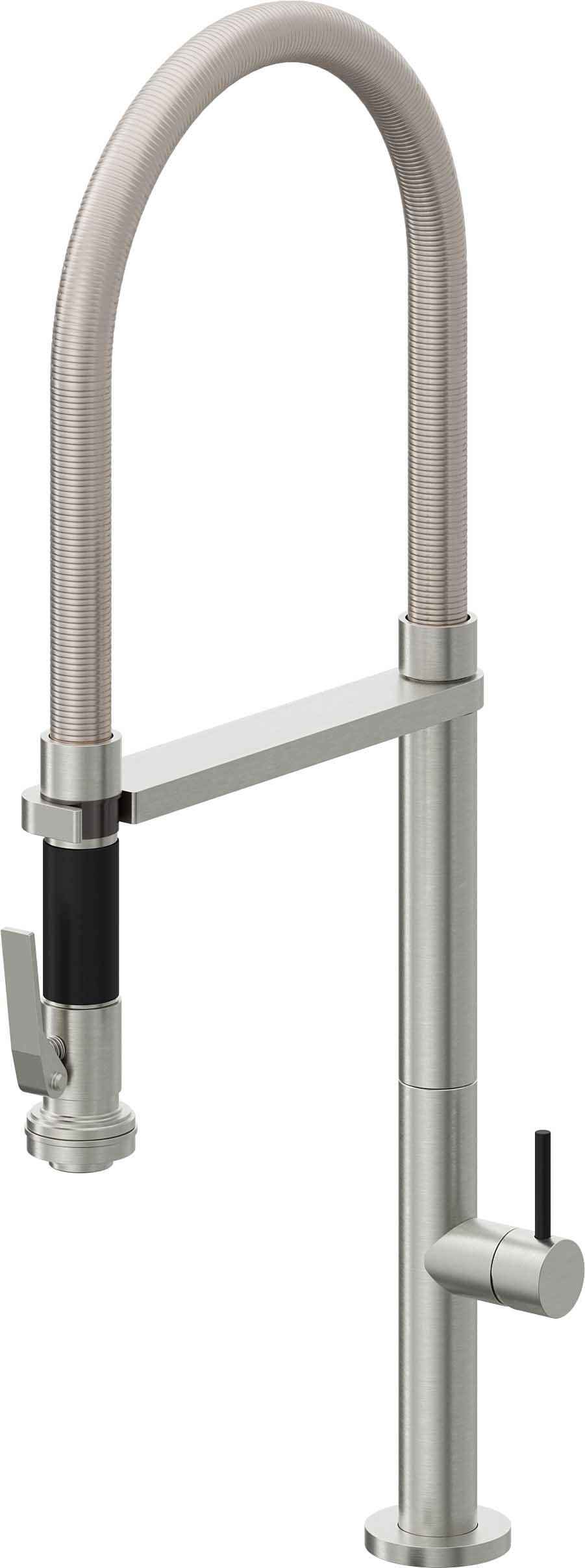 California Faucets Poetto Llave de Cocina Culinaria de Extraccion Contemporanea con Rociador de Apretar - Cromo Satinado