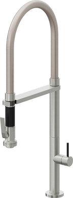 California Faucets Poetto Llave de Cocina Culinaria de Extraccion Contemporanea con Rociador de Apretar - Cromo Satinado
