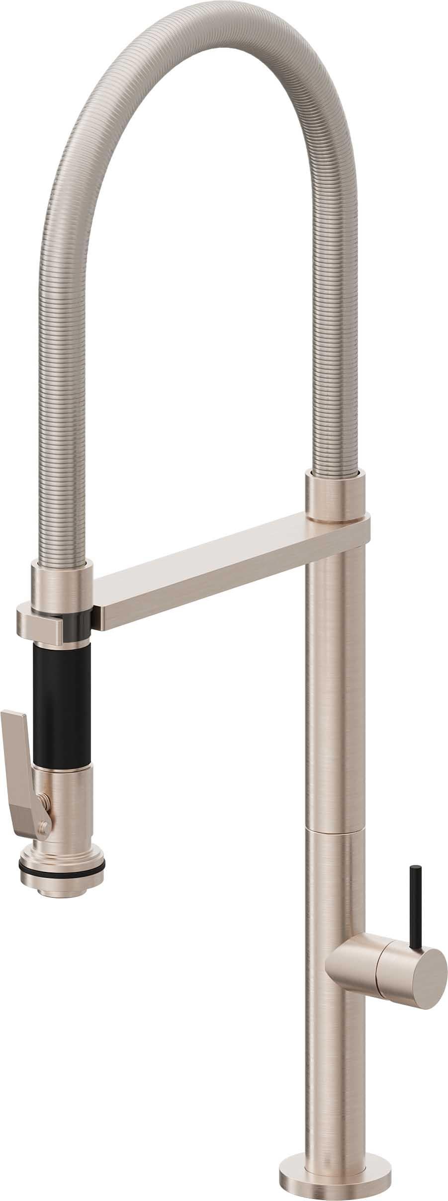 California Faucets Poetto Llave de Cocina Culinaria de Extraccion Contemporanea con Rociador de Apretar - Níquel Satinado