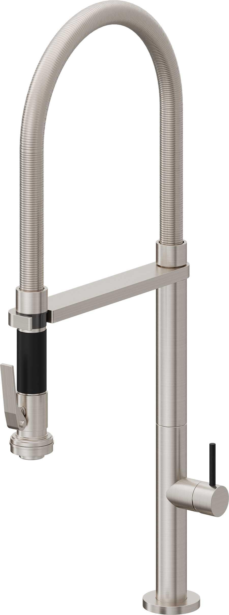 California Faucets Poetto Llave de Cocina Culinaria de Extraccion Contemporanea con Rociador de Apretar - Acero Inoxidable Ultra