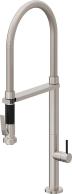 California Faucets Poetto Llave de Cocina Culinaria de Extraccion Contemporanea con Rociador de Apretar - Acero Inoxidable Ultra