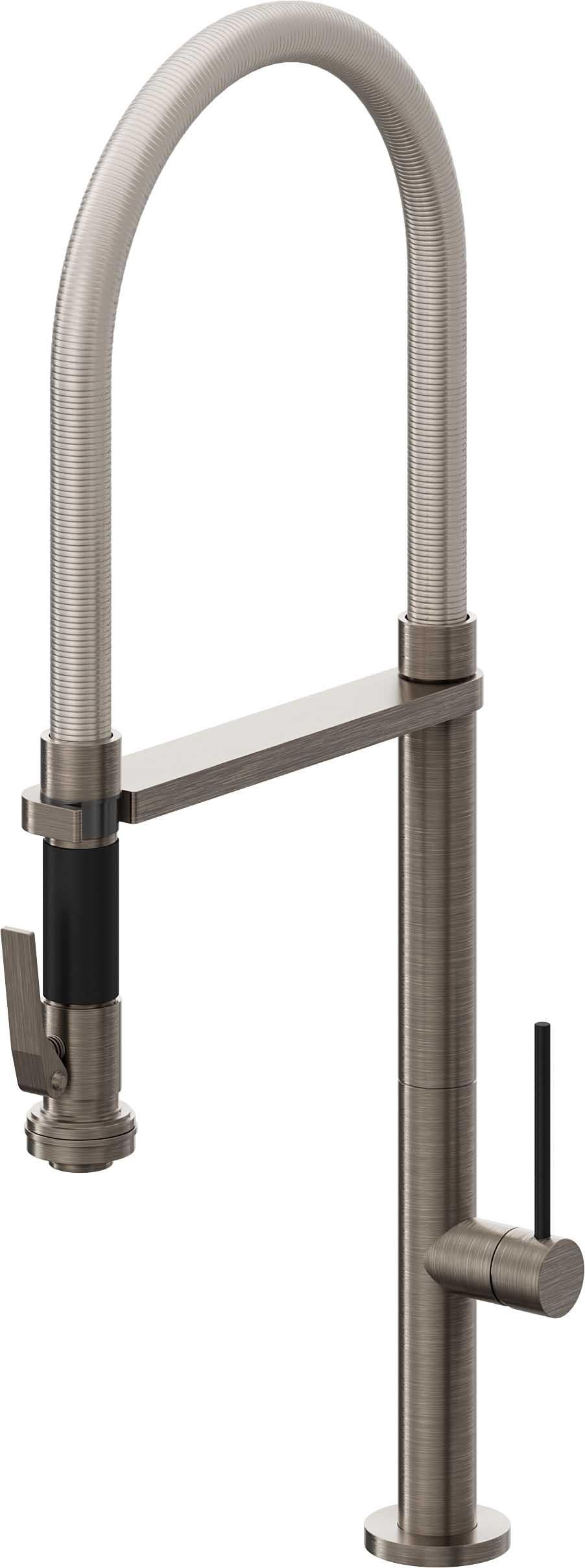 California Faucets Poetto Llave de Cocina Culinaria de Extraccion Contemporanea con Rociador de Apretar - Níquel Antiguo Mate