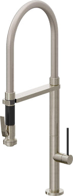 California Faucets Poetto Llave de Cocina Culinaria de Extraccion Contemporanea con Rociador de Apretar - Níquel Bruñido
