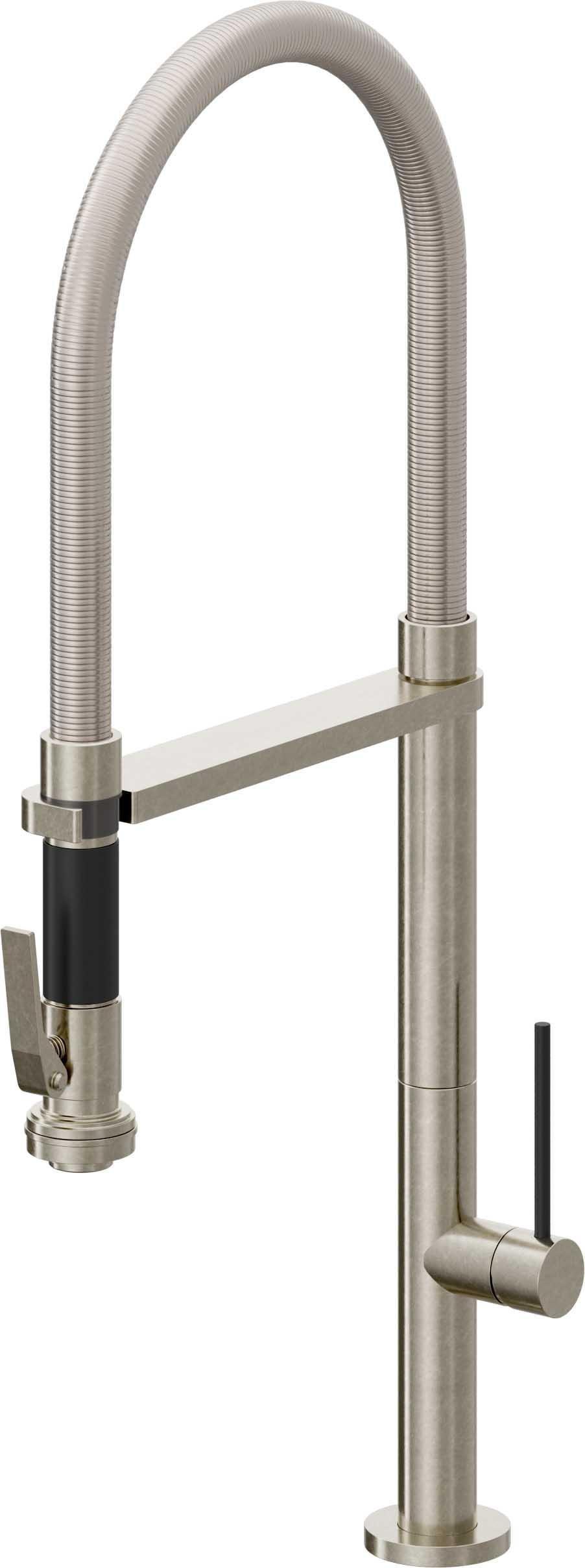 California Faucets Poetto Llave de Cocina Culinaria de Extraccion Contemporanea con Rociador de Apretar - Níquel Bruñido