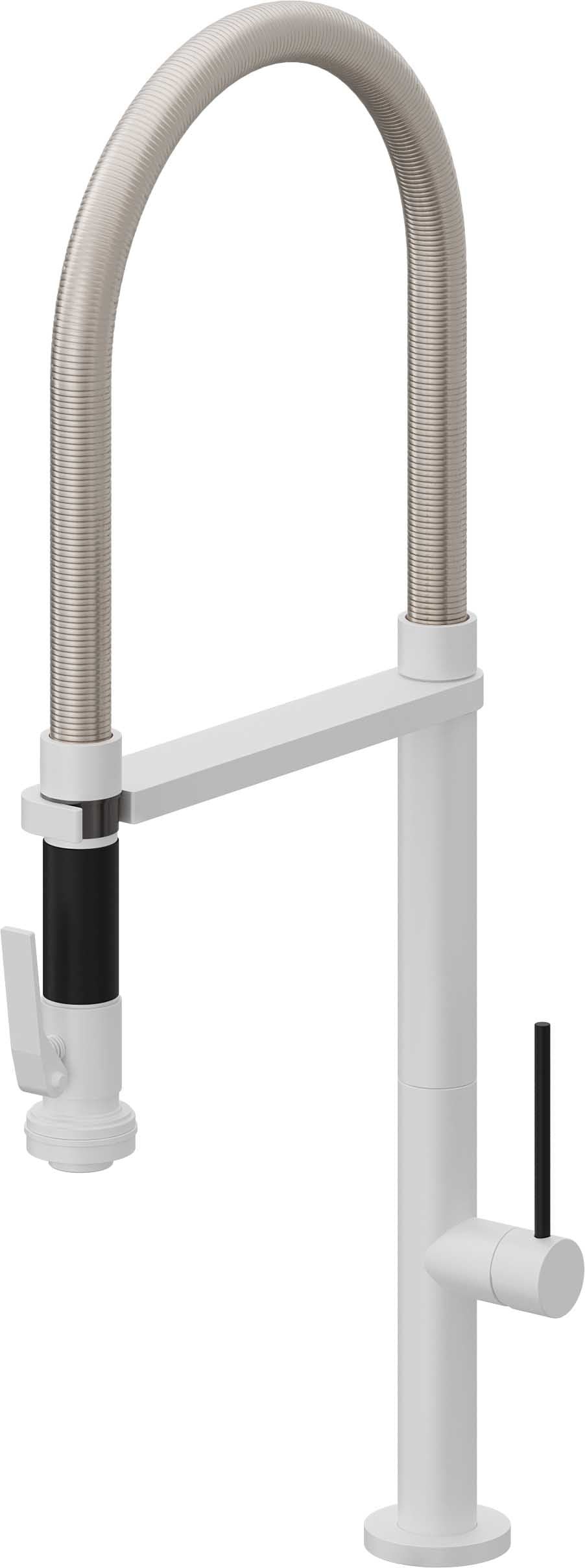 California Faucets Poetto Llave de Cocina Culinaria de Extraccion Contemporanea con Rociador de Apretar - Blanco Mate