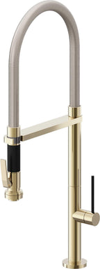 California Faucets Poetto Llave de Cocina Culinaria de Extraccion Contemporanea con Rociador de Apretar - Latón Pulido