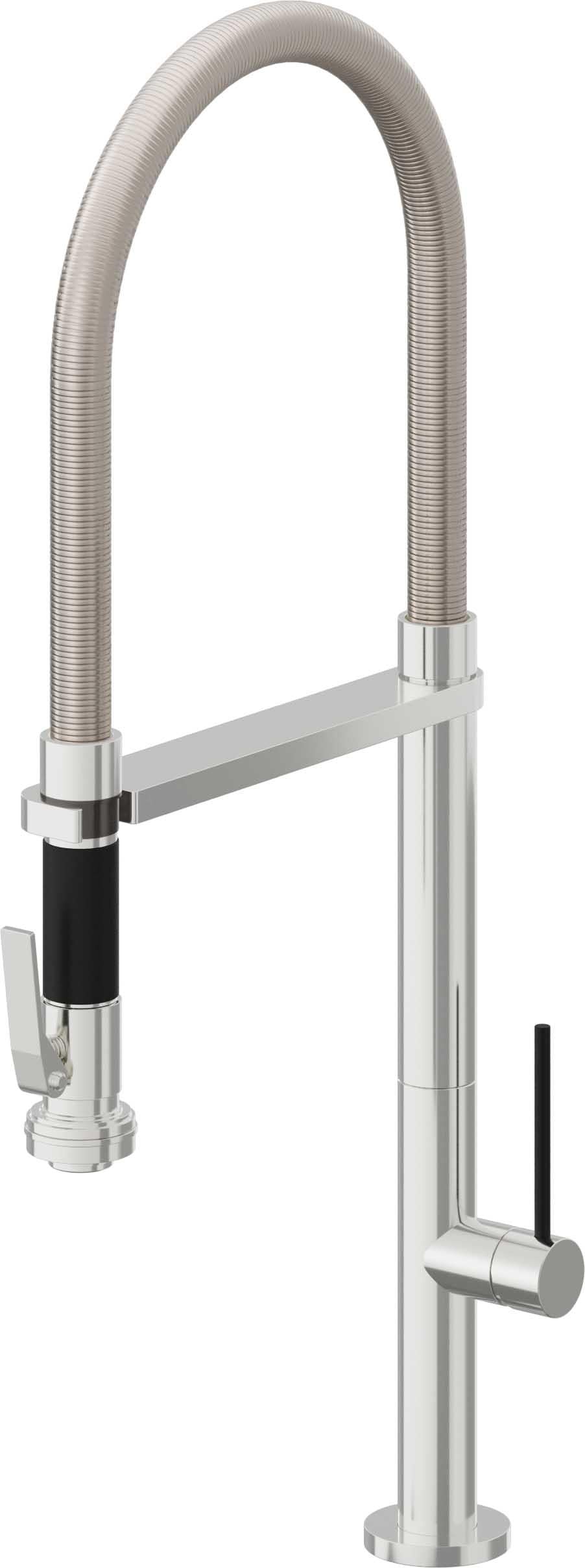 California Faucets Poetto Llave de Cocina Culinaria de Extraccion Contemporanea con Rociador de Apretar - Cromo Pulido