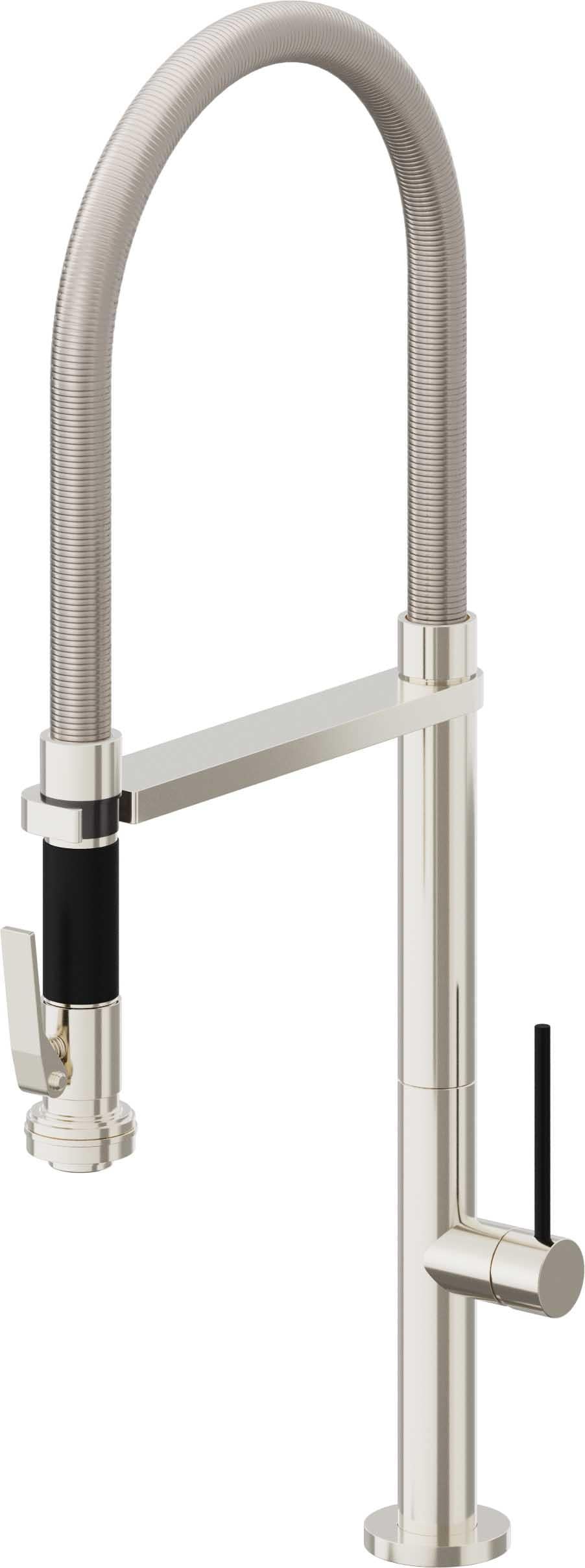 California Faucets Poetto Llave de Cocina Culinaria de Extraccion Contemporanea con Rociador de Apretar - Níquel Pulido