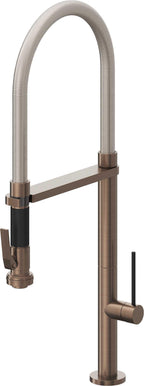 California Faucets Poetto Llave de Cocina Culinaria de Extraccion Contemporanea con Rociador de Apretar - Bronce Satinado