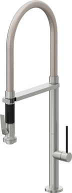 California Faucets Poetto Llave de Cocina Culinaria de Extraccion Contemporanea con Rociador de Apretar - Cromo Satinado