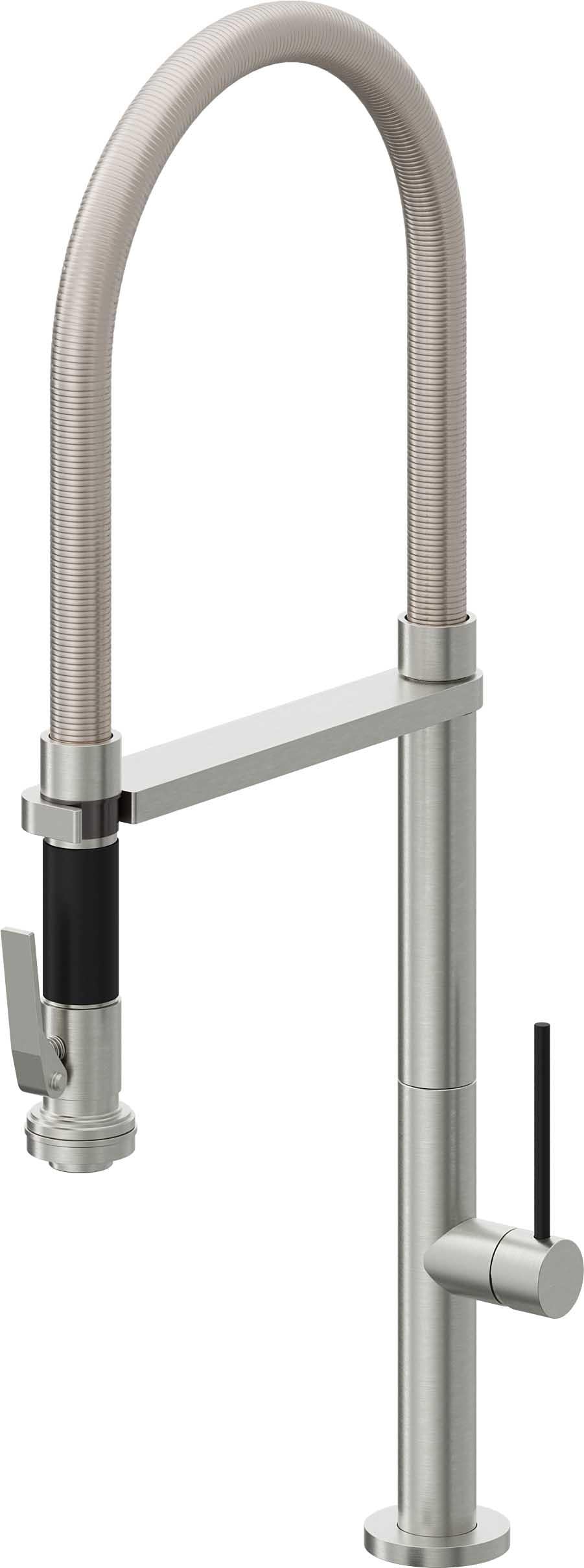 California Faucets Poetto Llave de Cocina Culinaria de Extraccion Contemporanea con Rociador de Apretar - Cromo Satinado