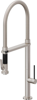 California Faucets Poetto Llave de Cocina Culinaria de Extraccion Contemporanea con Rociador de Apretar - Acero Inoxidable Ultra