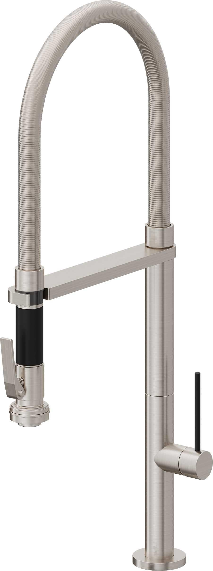 California Faucets Poetto Llave de Cocina Culinaria de Extraccion Contemporanea con Rociador de Apretar - Acero Inoxidable Ultra