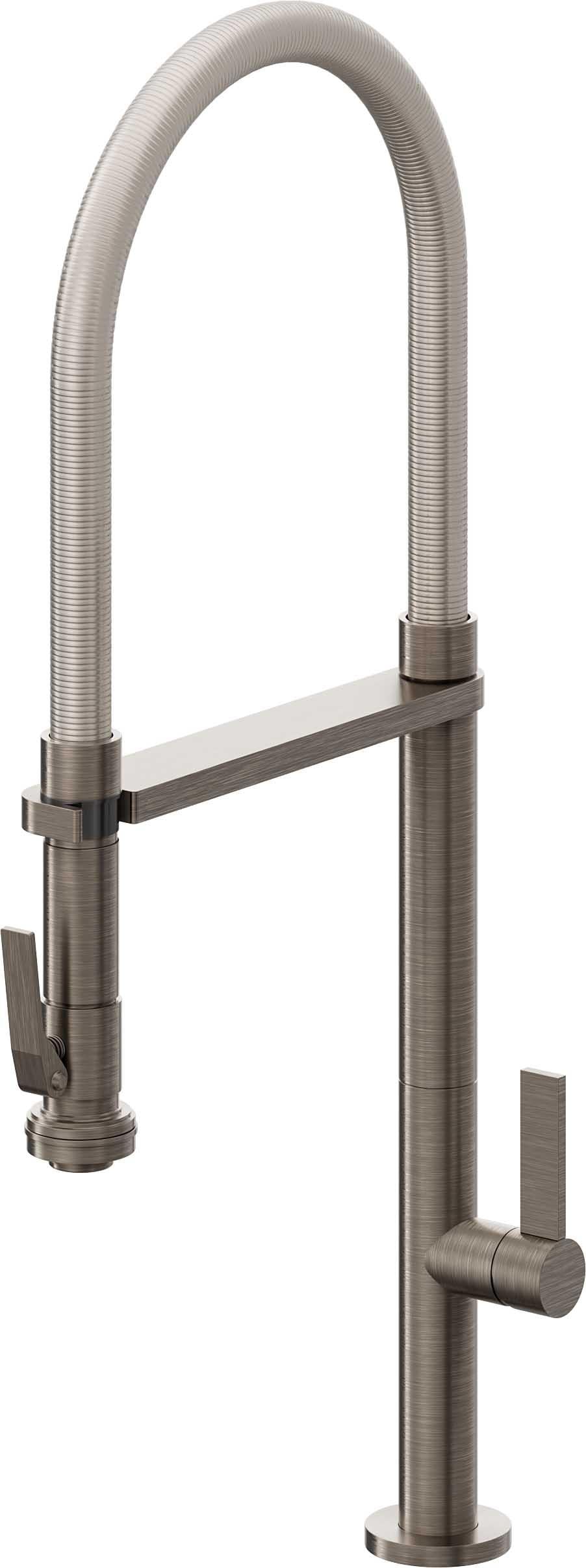 California Faucets Poetto Llave de Cocina Culinaria de Extraccion Contemporanea con Rociador de Apretar - Níquel Antiguo Mate