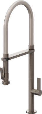California Faucets Poetto Llave de Cocina Culinaria de Extraccion Contemporanea con Rociador de Apretar - Níquel Antiguo Mate