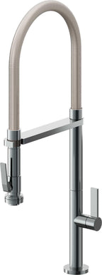 California Faucets Poetto Llave de Cocina Culinaria de Extraccion Contemporanea con Rociador de Apretar - Níquel Negro