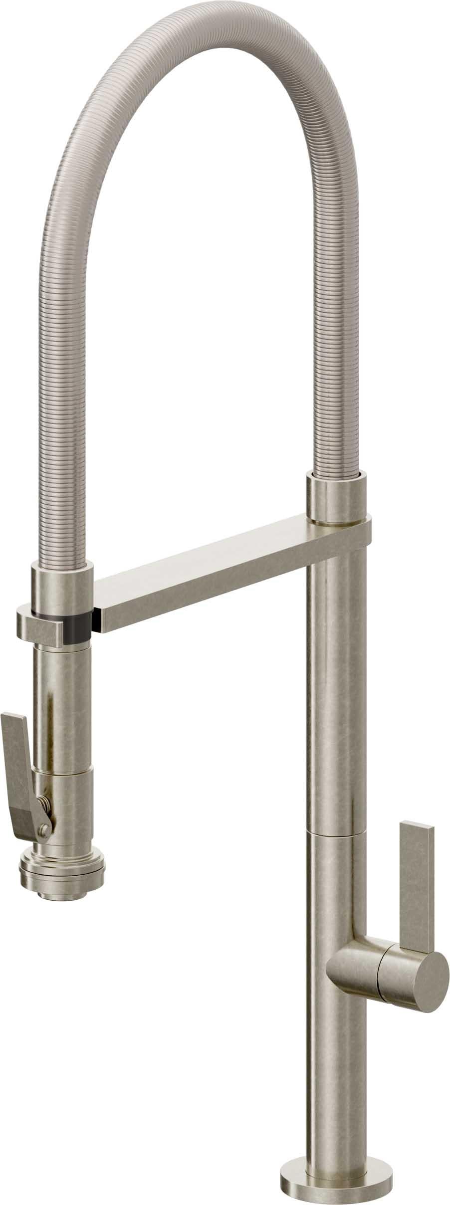 California Faucets Poetto Llave de Cocina Culinaria de Extraccion Contemporanea con Rociador de Apretar - Níquel Bruñido