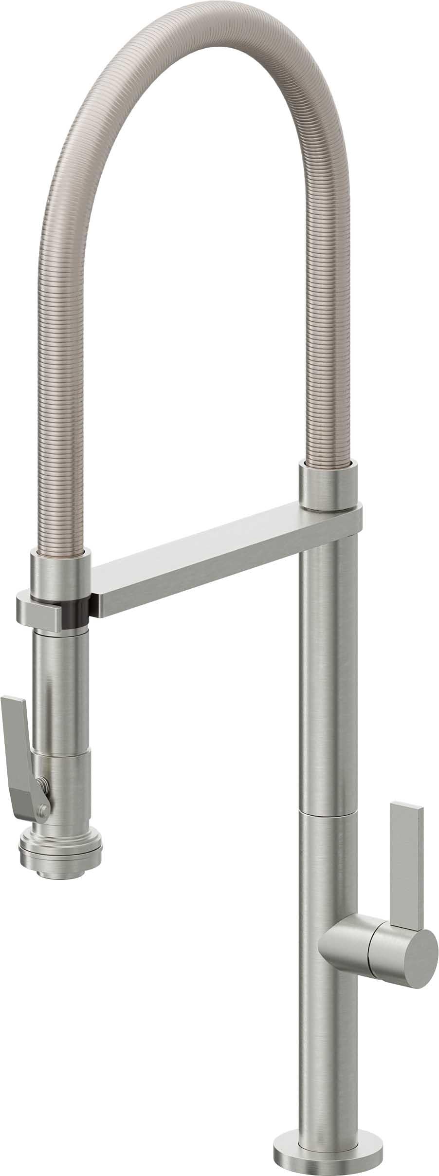 California Faucets Poetto Llave de Cocina Culinaria de Extraccion Contemporanea con Rociador de Apretar - Cromo Satinado