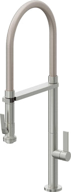 California Faucets Poetto Llave de Cocina Culinaria de Extraccion Contemporanea con Rociador de Apretar - Cromo Satinado
