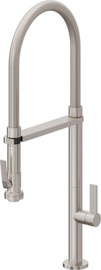 California Faucets Poetto Llave de Cocina Culinaria de Extraccion Contemporanea con Rociador de Apretar - Acero Inoxidable Ultra