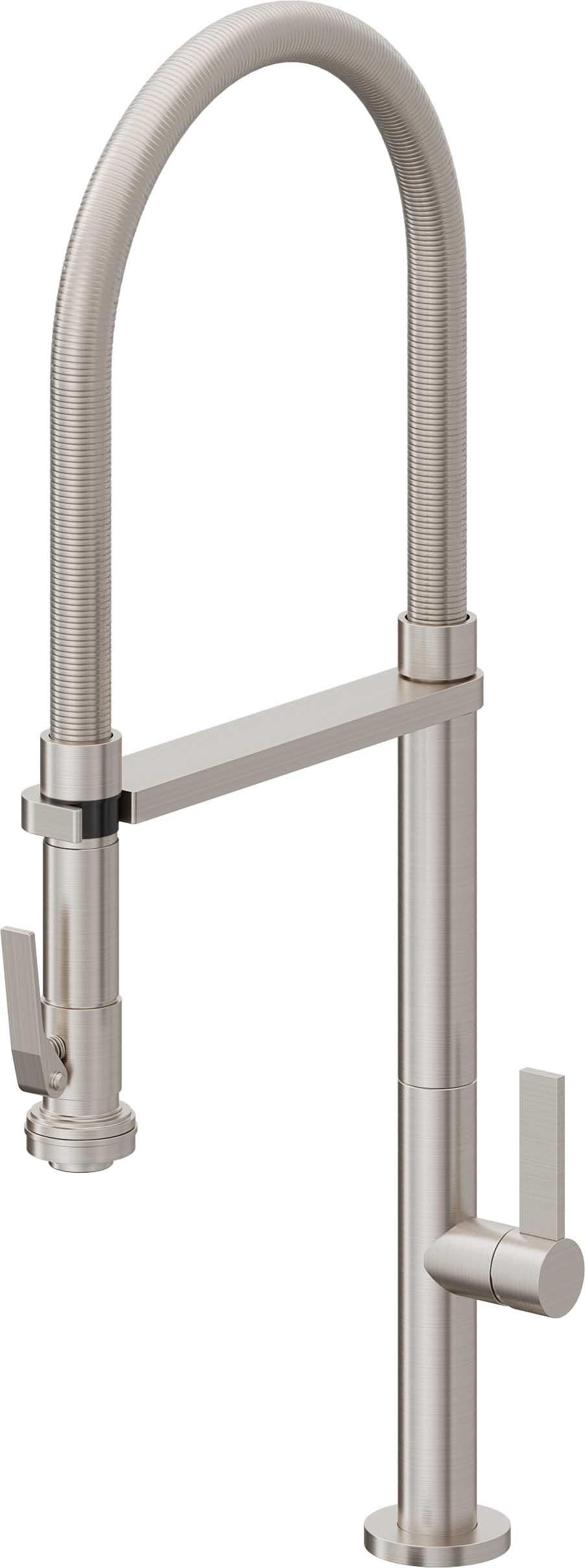 California Faucets Poetto Llave de Cocina Culinaria de Extraccion Contemporanea con Rociador de Apretar - Acero Inoxidable Ultra