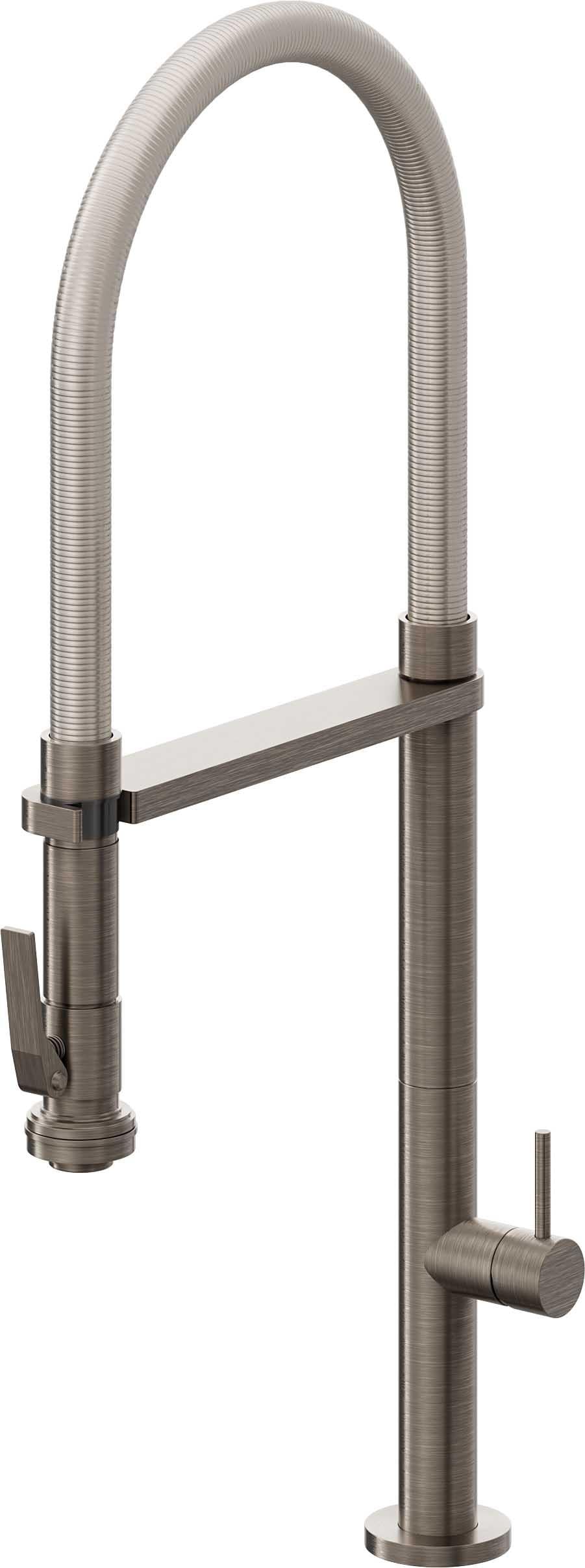 California Faucets Poetto Llave de Cocina Culinaria de Extraccion Contemporanea con Rociador de Apretar - Níquel Antiguo Mate