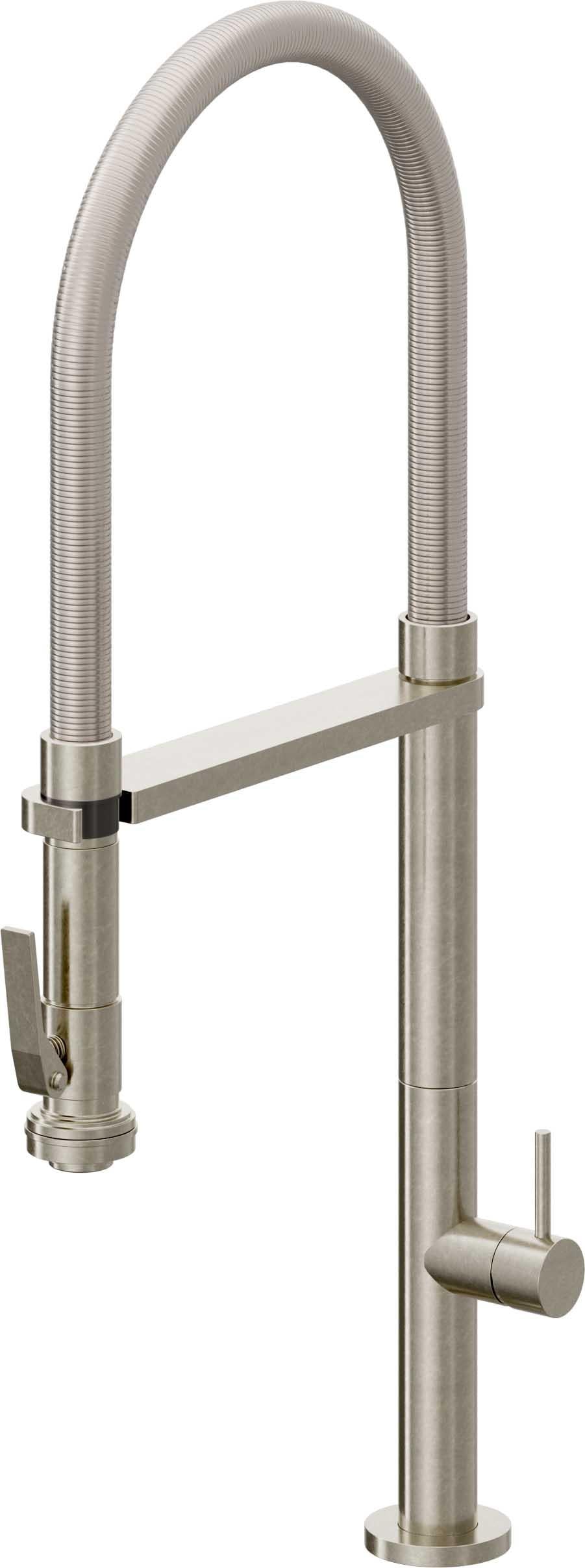 California Faucets Poetto Llave de Cocina Culinaria de Extraccion Contemporanea con Rociador de Apretar - Níquel Bruñido