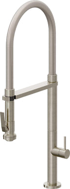 California Faucets Poetto Llave de Cocina Culinaria de Extraccion Contemporanea con Rociador de Apretar - Níquel Bruñido