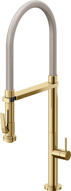 California Faucets Poetto Llave de Cocina Culinaria de Extraccion Contemporanea con Rociador de Apretar - Oro Francés