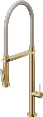 California Faucets Poetto Llave de Cocina Culinaria de Extraccion Contemporanea con Rociador de Apretar - Oro Pulido de por Vida