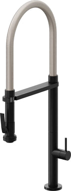 California Faucets Poetto Llave de Cocina Culinaria de Extraccion Contemporanea con Rociador de Apretar - Negro Mate
