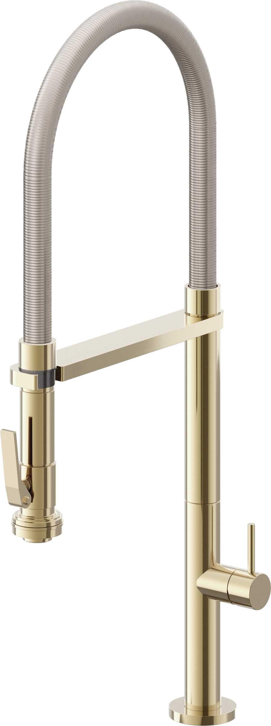 California Faucets Poetto Llave de Cocina Culinaria de Extraccion Contemporanea con Rociador de Apretar - Latón Pulido