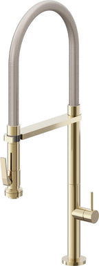 California Faucets Poetto Llave de Cocina Culinaria de Extraccion Contemporanea con Rociador de Apretar - Latón Pulido