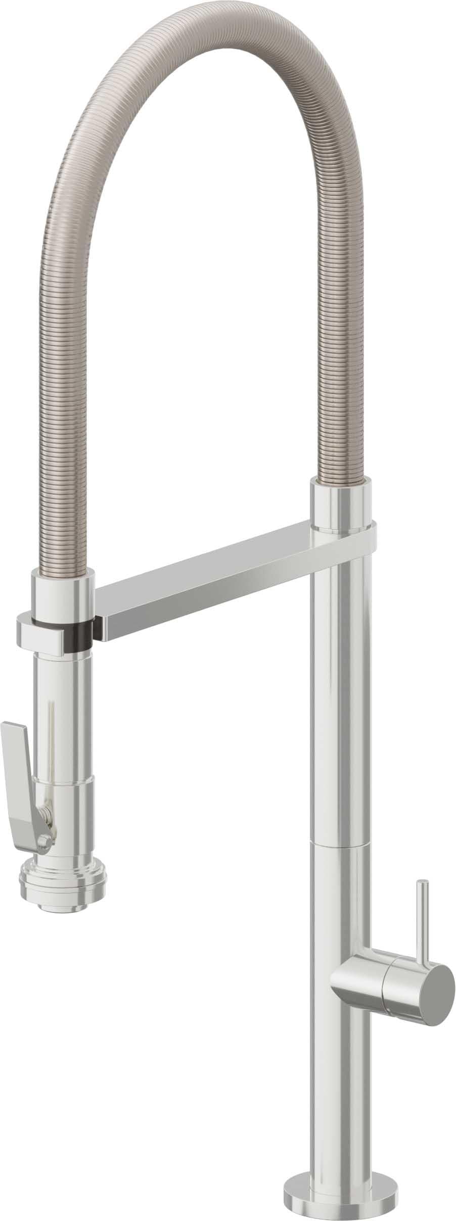California Faucets Poetto Llave de Cocina Culinaria de Extraccion Contemporanea con Rociador de Apretar - Cromo Pulido