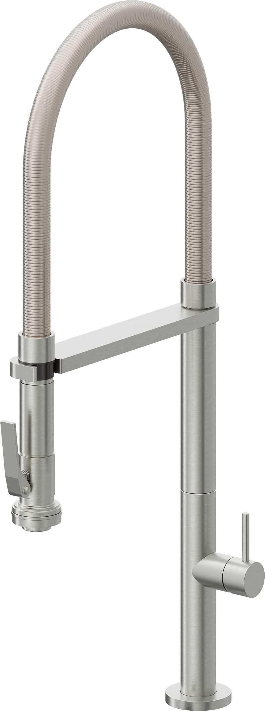 California Faucets Poetto Llave de Cocina Culinaria de Extraccion Contemporanea con Rociador de Apretar - Cromo Satinado