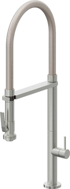 California Faucets Poetto Llave de Cocina Culinaria de Extraccion Contemporanea con Rociador de Apretar - Cromo Satinado