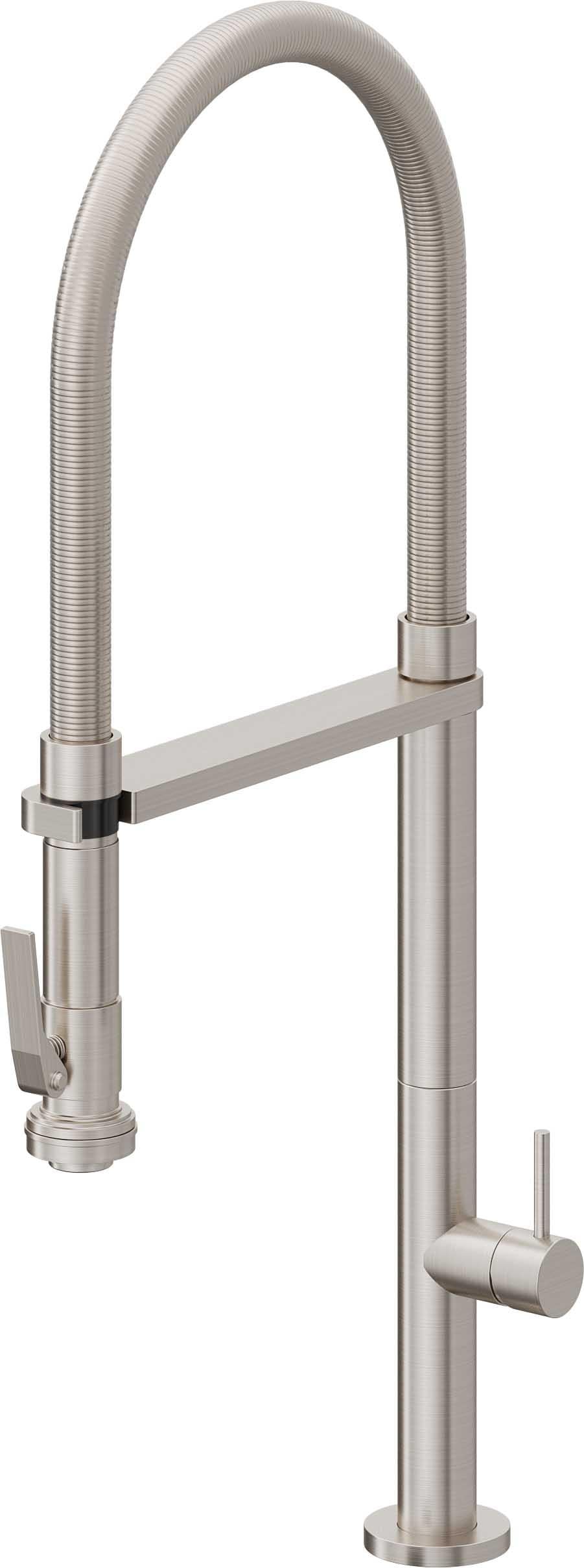 California Faucets Poetto Llave de Cocina Culinaria de Extraccion Contemporanea con Rociador de Apretar - Acero Inoxidable Ultra
